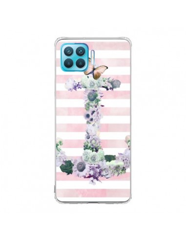 Coque Oppo Reno4 Lite Ancre Rose Fleurs Navire - Monica Martinez