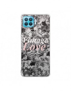 Coque Oppo Reno4 Lite Vintage Love Noir Flower - Monica...