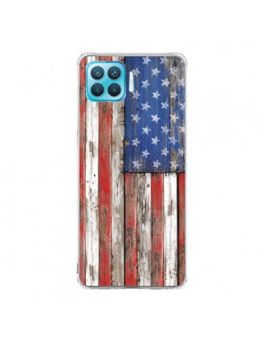 Coque Oppo Reno4 Lite Drapeau USA Vintage Bois Wood - Maximilian San