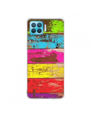 Coque Oppo Reno4 Lite Bois Coloré Vintage - Maximilian San