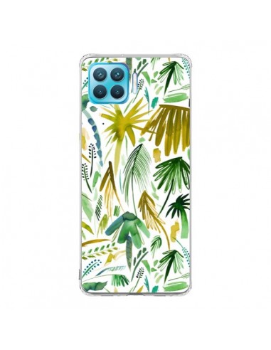 Coque Oppo Reno4 Lite Brushstrokes Tropical Palms Green - Ninola Design