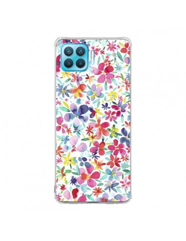 Coque Oppo Reno4 Lite Colorful Flowers Petals Blue - Ninola Design