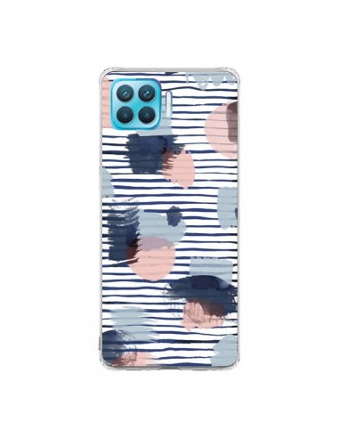 Coque Oppo Reno4 Lite Watercolor Stains Stripes Navy - Ninola Design