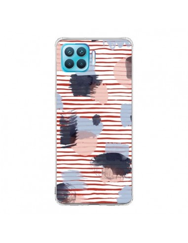 Coque Oppo Reno4 Lite Watercolor Stains Stripes Red - Ninola Design