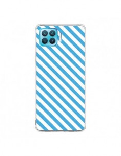 Coque Oppo Reno4 Lite Bonbon Candy Bleue et Blanche Rayée...