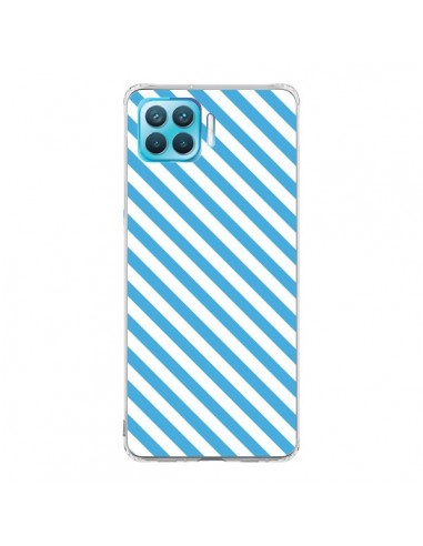 Coque Oppo Reno4 Lite Bonbon Candy Bleue et Blanche Rayée - Nico