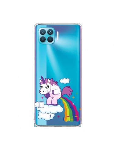 Coque Oppo Reno4 Lite Licorne Caca Arc en Ciel Transparente - Nico