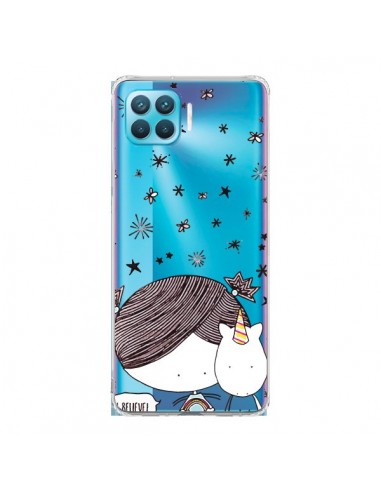 Coque Oppo Reno4 Lite Petite Fille et Licorne I Believe Transparente - Nico