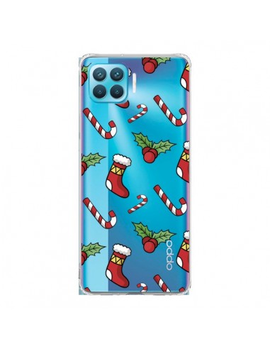 Coque Oppo Reno4 Lite Chaussette Sucre d'Orge Houx de Noël transparente - Nico