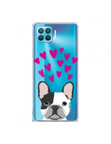 Coque Oppo Reno4 Lite Bulldog Français Coeurs Chien Transparente - Pet Friendly