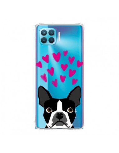 Coque Oppo Reno4 Lite Boston Terrier Coeurs Chien Transparente - Pet Friendly