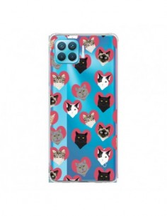 Coque Oppo Reno4 Lite Chats Coeurs Transparente - Pet...