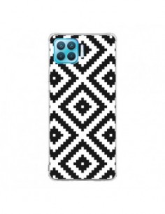 Coque Oppo Reno4 Lite Diamond Chevron Black and White -...