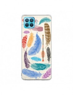 Coque Oppo Reno4 Lite Feather Plumes Multicolores -...