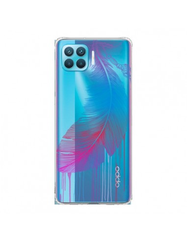 Coque Oppo Reno4 Lite Plume Feather Arc en Ciel Transparente - Rachel Caldwell