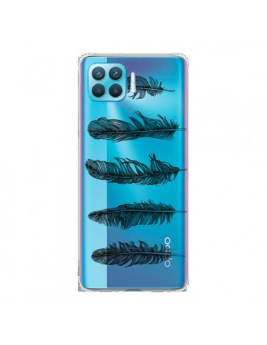 Coque Oppo Reno4 Lite Plume Feather Noir Transparente - Rachel Caldwell