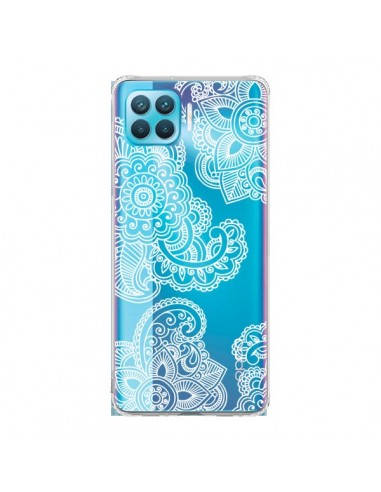 Coque Oppo Reno4 Lite Lacey Paisley Mandala Blanc Fleur Transparente - Sylvia Cook