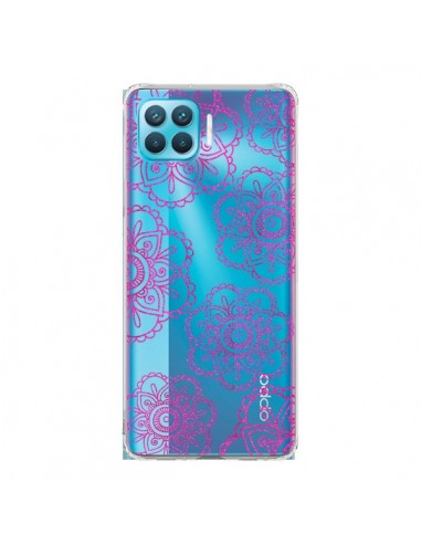 Coque Oppo Reno4 Lite Pink Doodle Flower Mandala Rose Fleur Transparente - Sylvia Cook