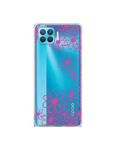 Coque Oppo Reno4 Lite Pink Flowers Fleurs Roses Transparente - Sylvia Cook