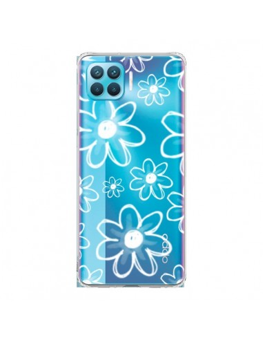 Coque Oppo Reno4 Lite Mandala Blanc White Flower Transparente - Sylvia Cook