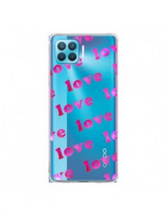 Coque Oppo Reno4 Lite Pink Love Rose Transparente -...