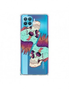 Coque Oppo Reno4 Lite Tête de Mort Crane Punk Double...