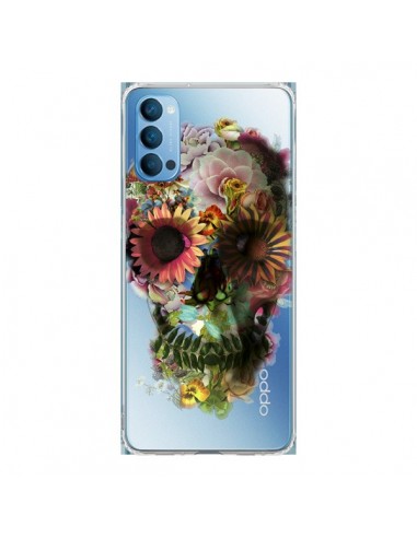 Coque Oppo Reno4 Pro 5G Skull Flower Tête de Mort Transparente - Ali Gulec