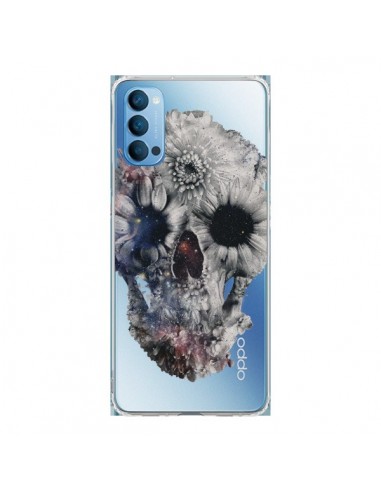 Coque Oppo Reno4 Pro 5G Floral Skull Tête de Mort Transparente - Ali Gulec