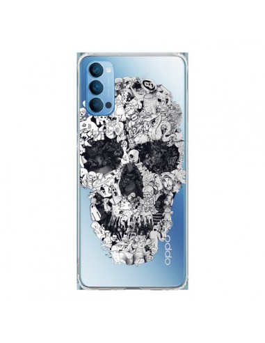 Coque Oppo Reno4 Pro 5G Doodle Skull Dessin Tête de Mort Transparente - Ali Gulec