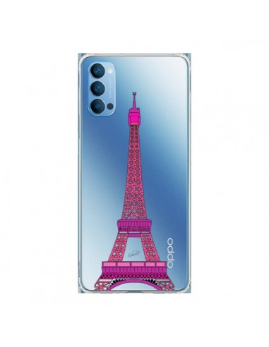 Coque Oppo Reno4 Pro 5G Tour Eiffel Rose Paris Transparente - Asano Yamazaki
