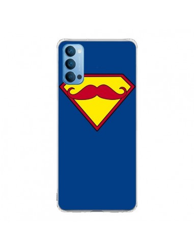 Coque Oppo Reno4 Pro 5G Super Moustache Movember Superman - Bertrand Carriere