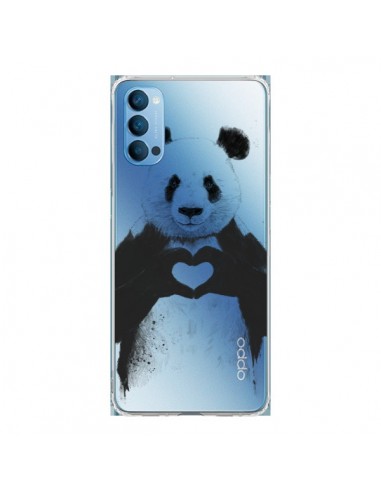 Coque Oppo Reno4 Pro 5G Panda All You Need Is Love Transparente - Balazs Solti
