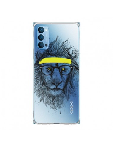 Coque Oppo Reno4 Pro 5G Hipster Lion Transparente - Balazs Solti