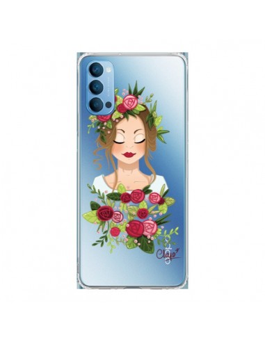 Coque Oppo Reno4 Pro 5G Femme Closed Eyes Fleurs Transparente - Chapo