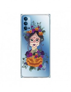 Coque Oppo Reno4 Pro 5G Femme Closed Eyes Santa Muerte...