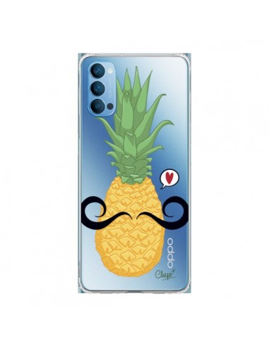 Coque Oppo Reno4 Pro 5G Ananas Moustache Transparente - Chapo