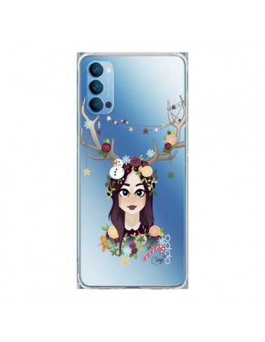 Coque Oppo Reno4 Pro 5G Christmas Girl Femme Noel Bois Cerf Transparente - Chapo