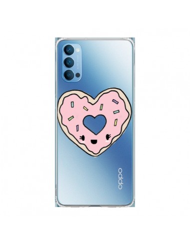Coque Oppo Reno4 Pro 5G Donuts Heart Coeur Rose Transparente - Claudia Ramos