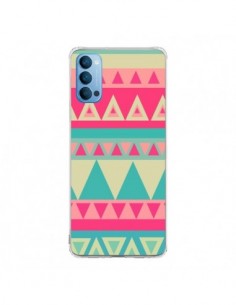 Coque Oppo Reno4 Pro 5G Azteque Rose Vert - Eleaxart