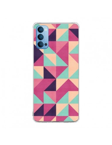 Coque Oppo Reno4 Pro 5G Azteque Triangle Rose Vert - Eleaxart