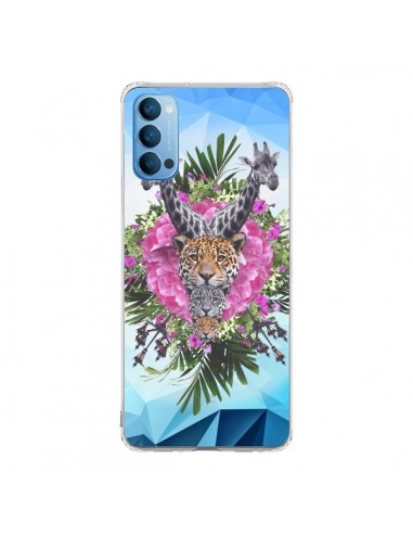 Coque Oppo Reno4 Pro 5G Girafes Lion Tigre Jungle - Eleaxart