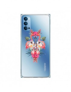 Coque Oppo Reno4 Pro 5G Tropicales Flamingos Tropical...