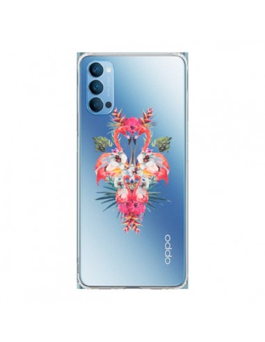 Coque Oppo Reno4 Pro 5G Tropicales Flamingos Tropical Flamant Rose Summer Ete - Eleaxart
