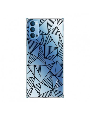 Coque Oppo Reno4 Pro 5G Lignes Grilles Triangles Grid Abstract Noir Transparente - Project M