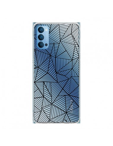 Coque Oppo Reno4 Pro 5G Lignes Grilles Triangles Full Grid Abstract Noir Transparente - Project M