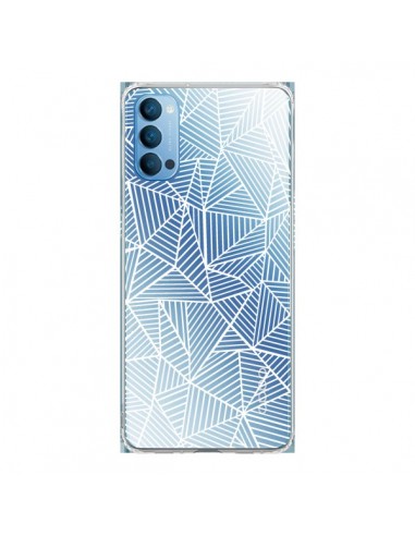 Coque Oppo Reno4 Pro 5G Lignes Grilles Triangles Full Grid Abstract Blanc Transparente - Project M
