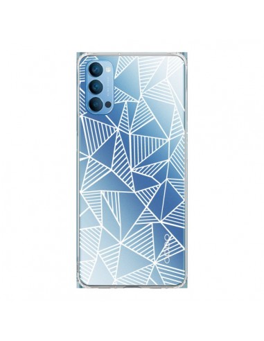 Coque Oppo Reno4 Pro 5G Lignes Grilles Triangles Grid Abstract Blanc Transparente - Project M