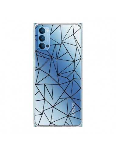 Coque Oppo Reno4 Pro 5G Lignes Triangles Grid Abstract Noir Transparente - Project M