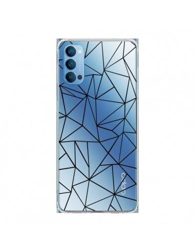 Coque Oppo Reno4 Pro 5G Lignes Triangles Grid Abstract Noir Transparente - Project M