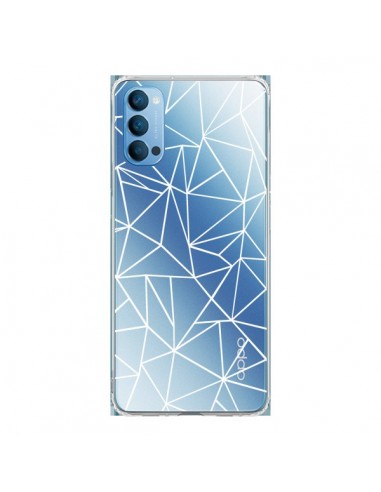 Coque Oppo Reno4 Pro 5G Lignes Triangles Grid Abstract Blanc Transparente - Project M